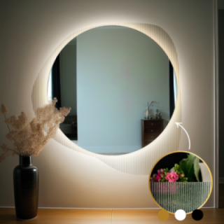 Miroir sur verre ornemental Estriado avec éclairage - LUXORA ELEGRA LED
