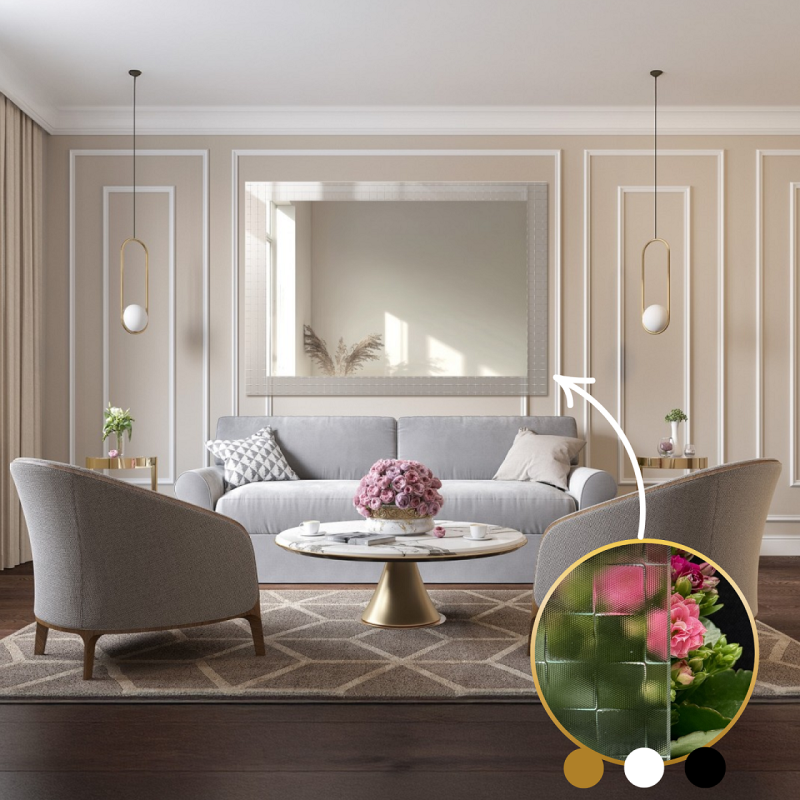 Miroir rectangulaire décoratif sur verre ornemental Master Flex - LUXORA ETERION