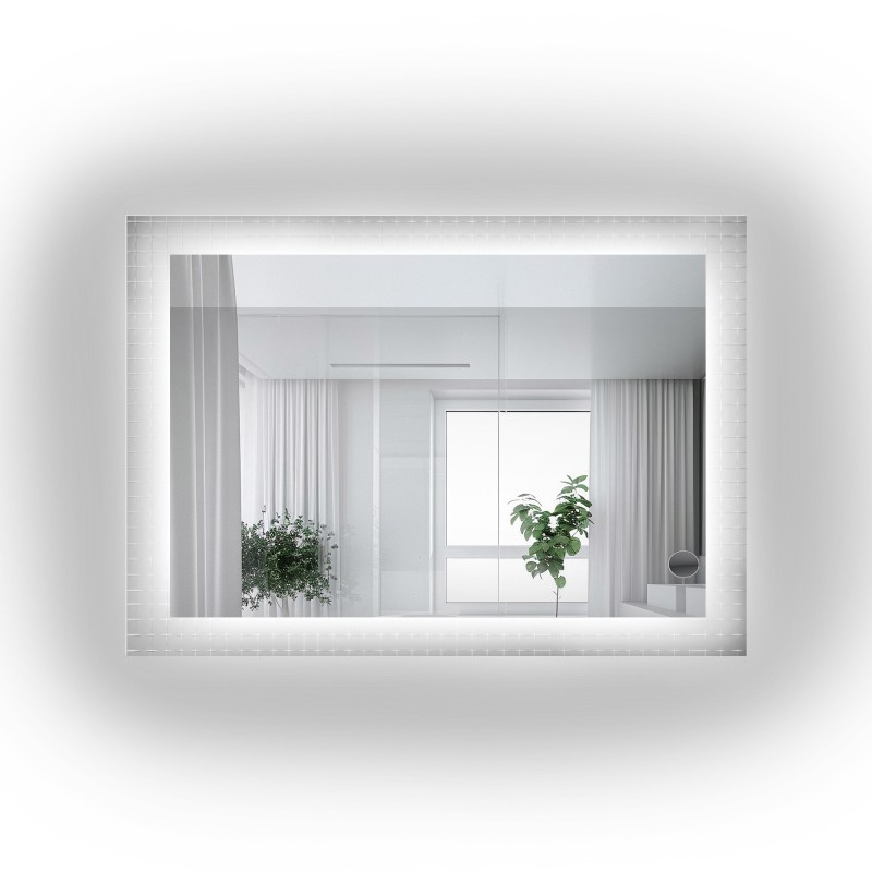 Miroir rectangulaire sur verre ornemental Master Flex avec éclairage - LUXORA ETERION LED