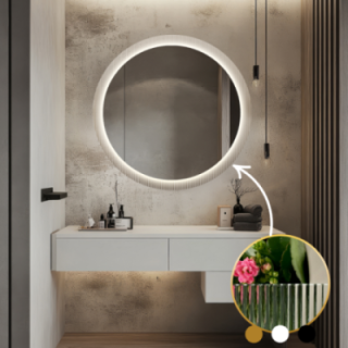 Miroir rond sur verre ornemental Visiosun Classic avec éclairage - LUXORA GLIMMER LED