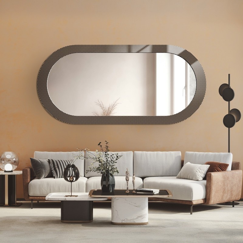 Miroir ovale décoratif sur verre ornemental Master Point - LUXORA ORNATE
