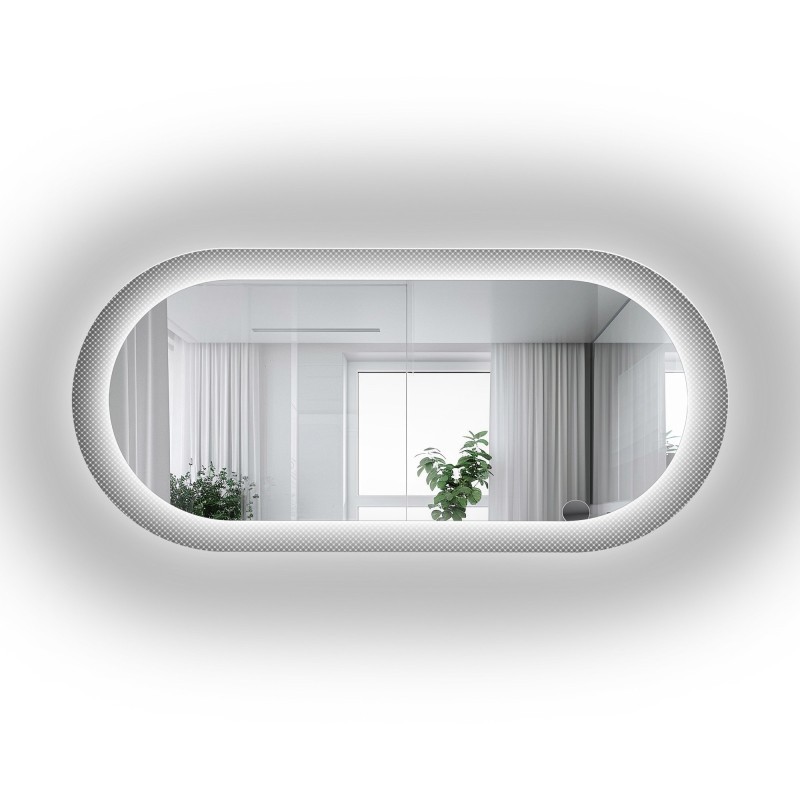 Miroir ovale sur verre ornemental Master Point avec éclairage - LUXORA ORNATE LED