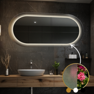 Miroir ovale sur verre ornemental Master Point avec éclairage - LUXORA ORNATE LED