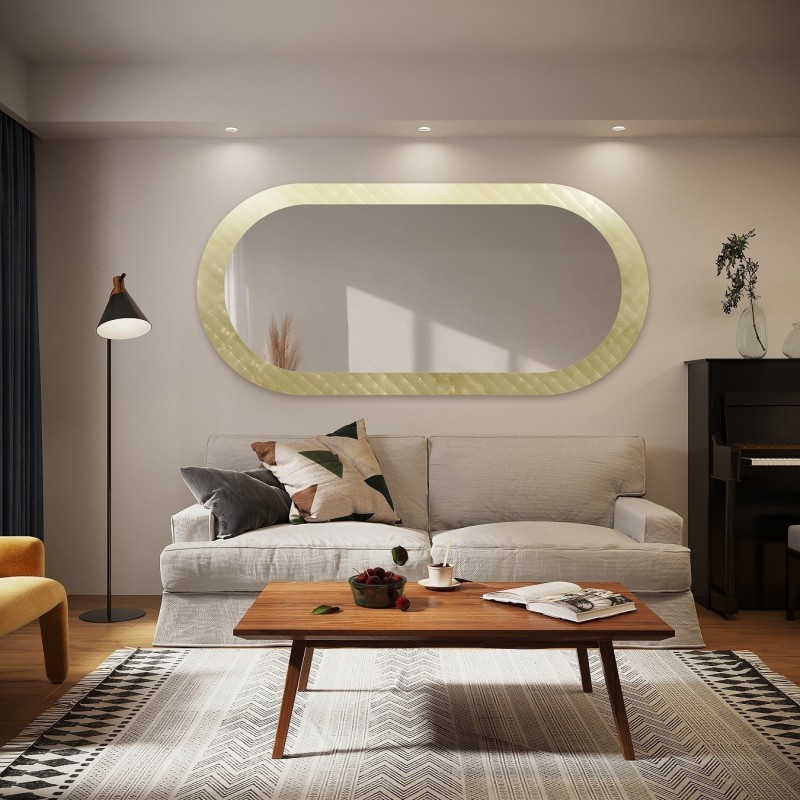 Miroir ovale décoratif sur verre ornemental Master Soft – LUXORA VESPER