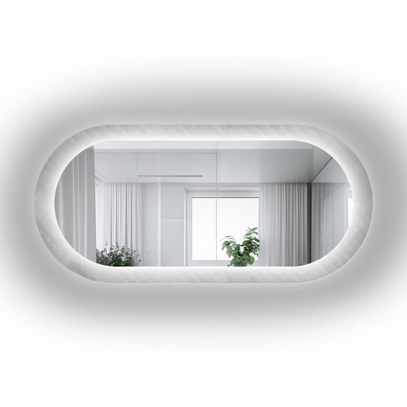 Miroir ovale sur verre ornemental Master Soft avec éclairage - LUXORA VESPER LED