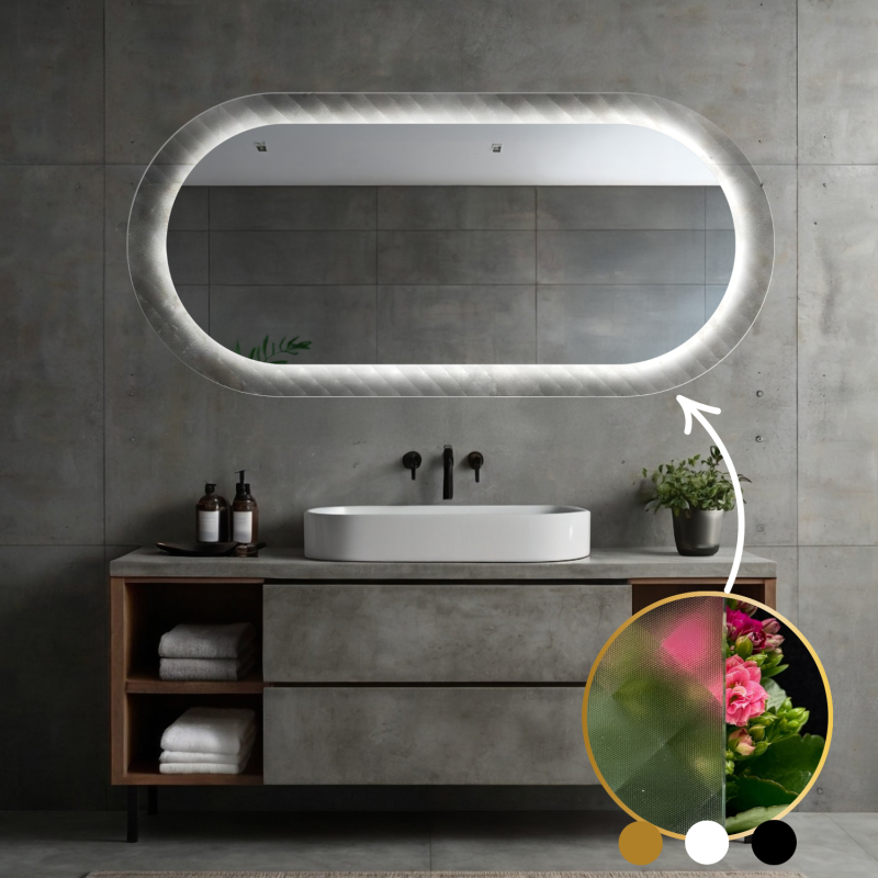 Miroir ovale sur verre ornemental Master Soft avec éclairage - LUXORA VESPER LED