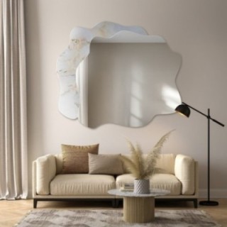 Miroir irrégulier sur marbre blanc et doré – MARBLE BIALORO
