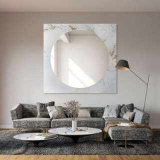 Miroir rond sur marbre blanc et doré en forme carrée – MARBLE BIANCO