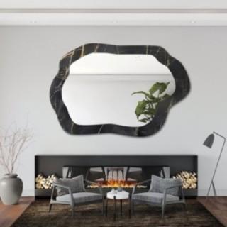 Miroir irrégulier sur marbre noir et doré – MARBLE VERDI