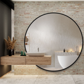 Miroir rond sur mesure avec découpe d'armoire dans un cadre en mdf - ORFEUSZ