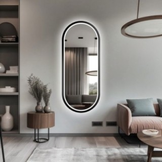 Miroir ovale dans un cadre en mdf avec éclairage - OSKAR LED II