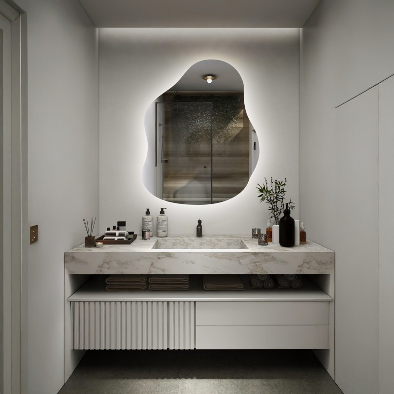 Miroir de forme organique avec éclairage - STONE LED
