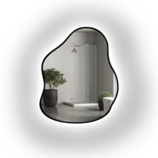 Miroir de forme organique dans un cadre avec éclairage - STONE IN LED FRAME