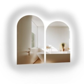 Set de deux miroirs de salle de bain semi-ovales avec éclairage - FRANK LED KIT