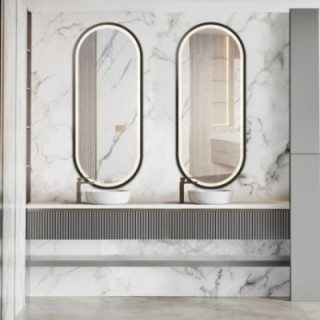 Jeu de miroirs ovales dans un cadre en mdf avec éclairage - OSKAR LED KIT II