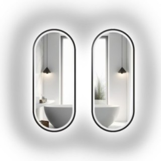 Jeu de miroirs ovales dans un cadre en mdf avec éclairage - OSKAR LED KIT II
