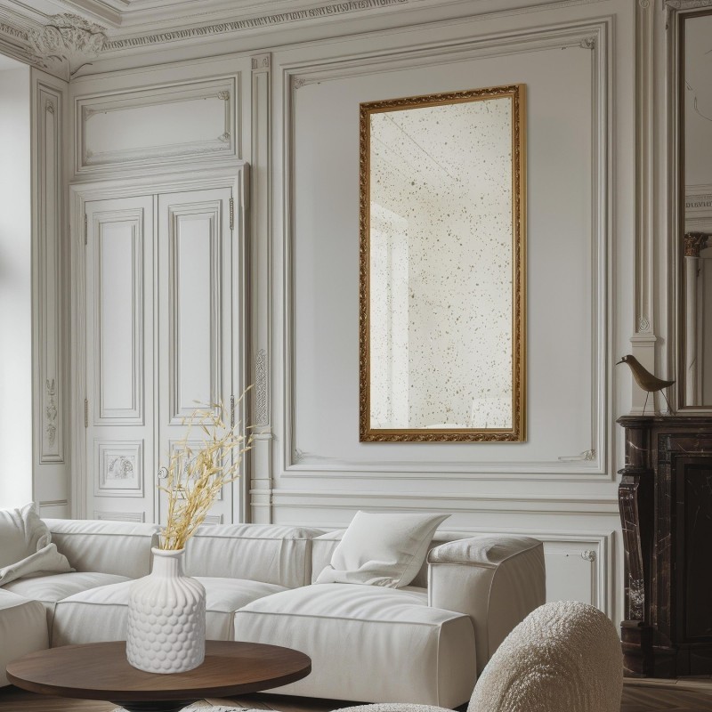Miroir mural de luxe dans un cadre orné avec panneau vieilli - GUSTAV VINTAGE