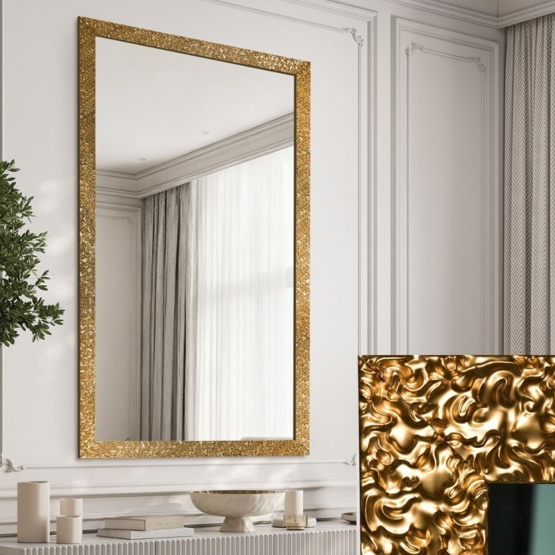 Miroir glamour dans un cadre luxueux doré à finition haute brillance  - 8002002