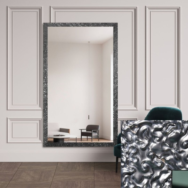 Miroir glamour dans un cadre luxueux gris graphite à finition haute brillance - 8002005