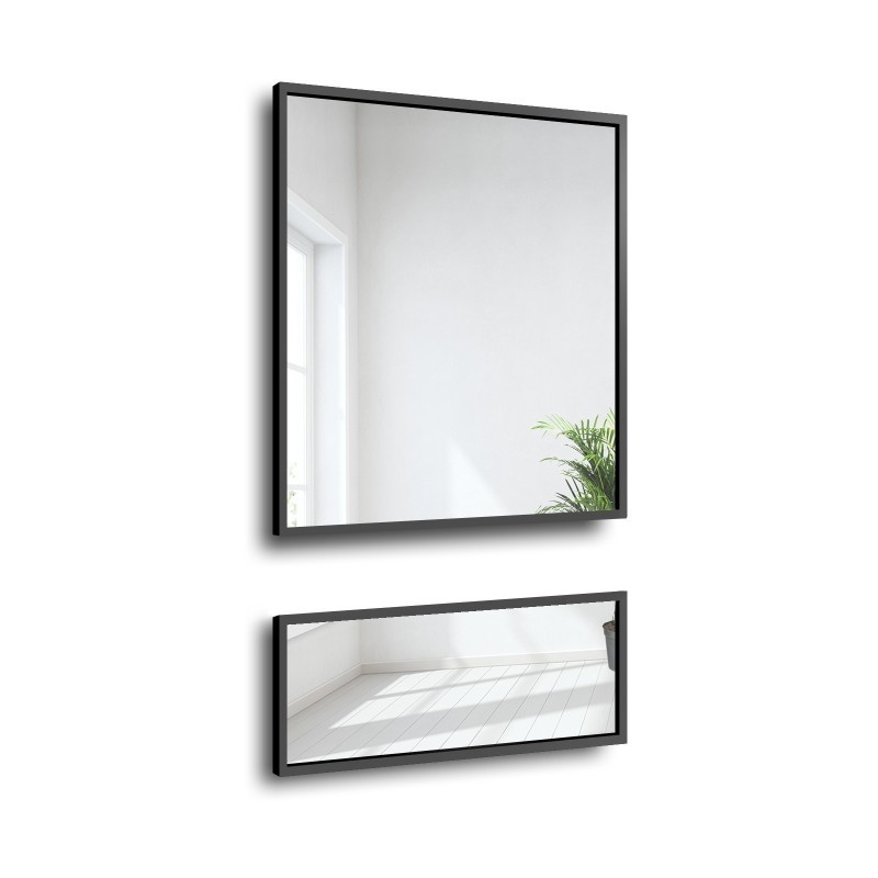 Miroir avec cadre noir pour coiffeuse en deux parties - 1503 - couleur du cadre au choix