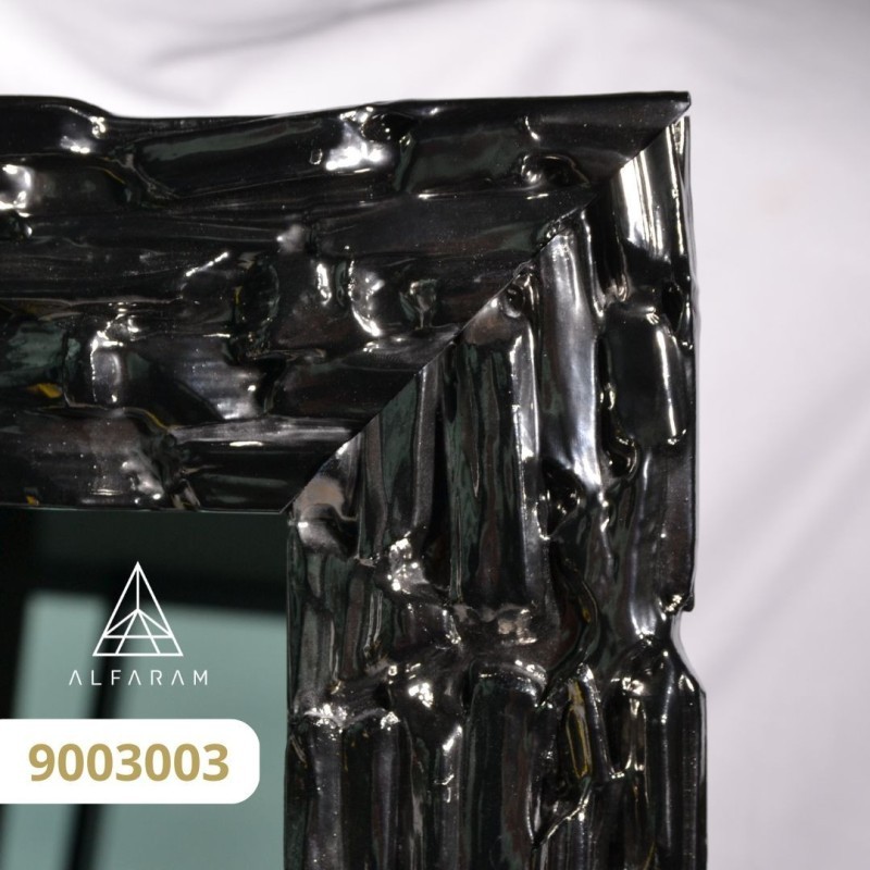 Miroir mural de luxe dans un cadre couleur graphite richement décoré  - 9003003