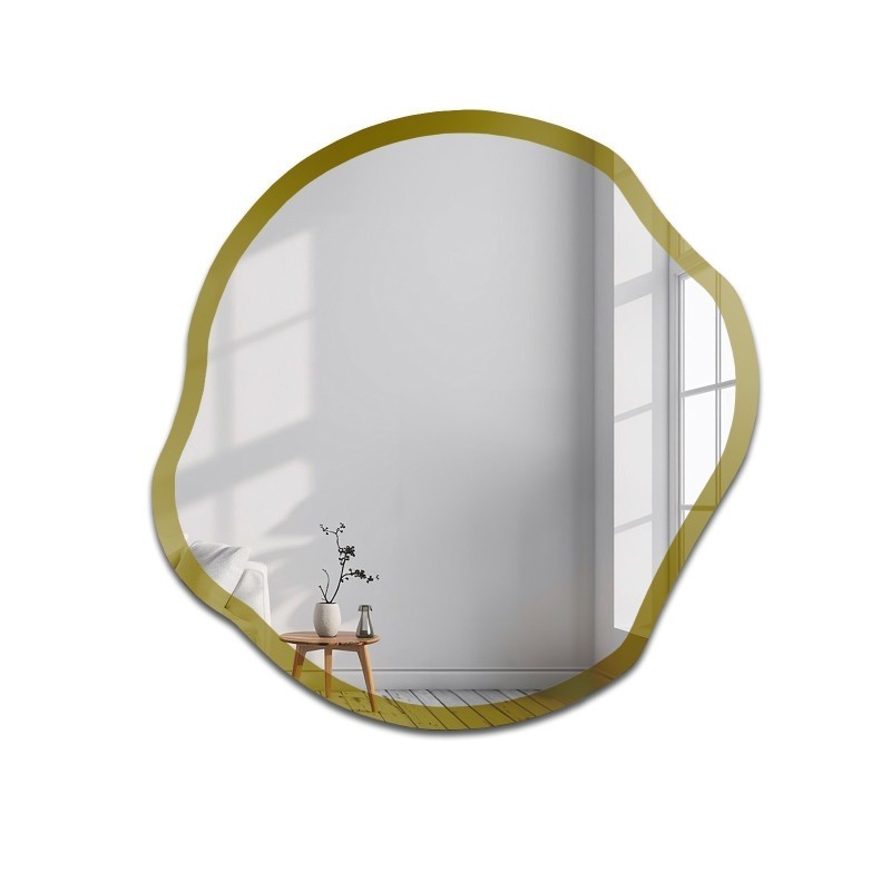 Miroir irrégulier dans un cadre en or brillant - CYRKON SHINE