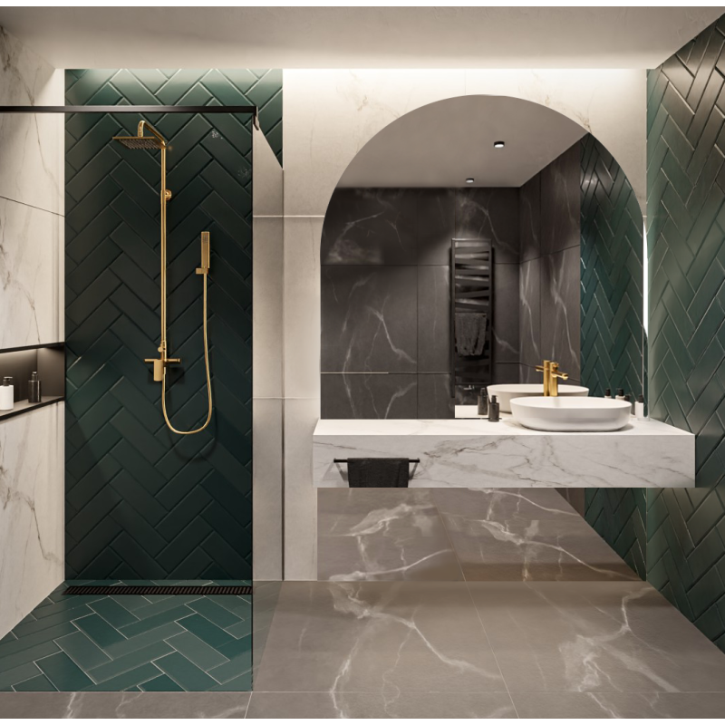 Miroir semi-ovale de salle de bain en deux parties - FRANK