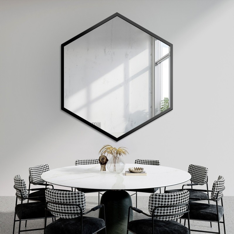 Miroir de forme géométrique dans un cadre - HEXA IN A FRAME