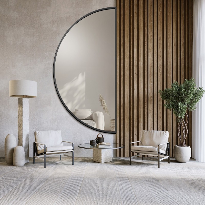 Miroir semi-circulaire avec cadre SLIM en MDF doré - HILDA - couleur du cadre au choix
