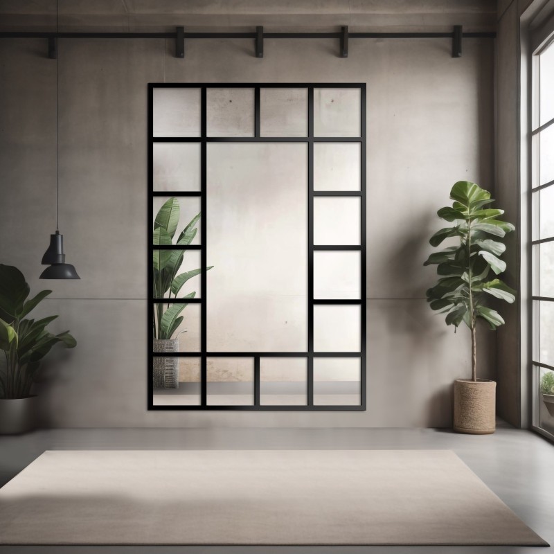 Miroir Loft avec meneaux - ISMENA - couleur du cadre au choix