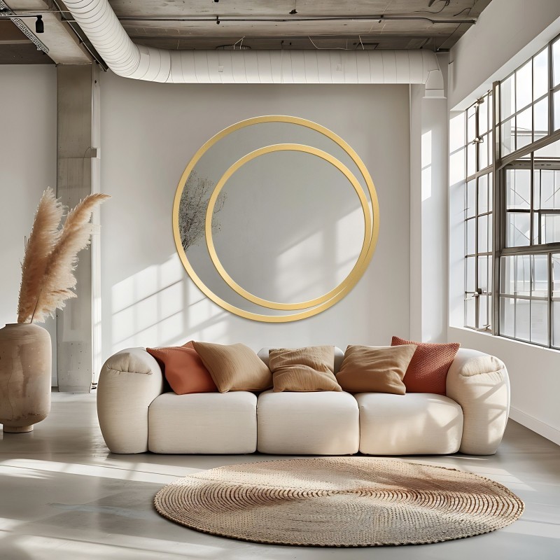 Miroir rond dans un double cadre en mdf - JASMIN