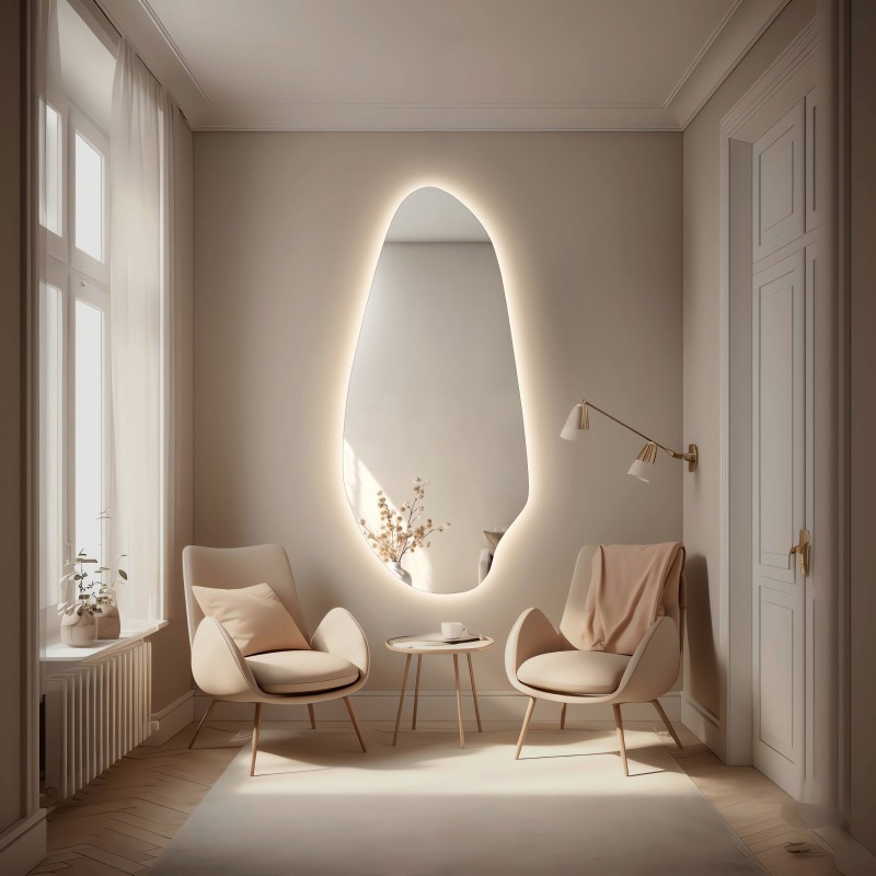 Miroir organique pour coiffeuse avec éclairage - JASPIS LED