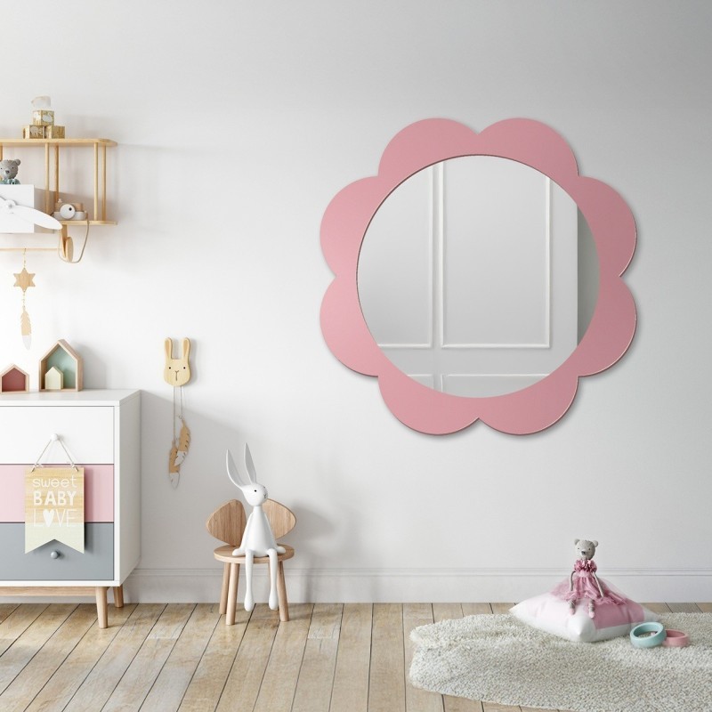 Miroir mural décoratif pour enfant dans un cadre en mdf - FLEURETTE