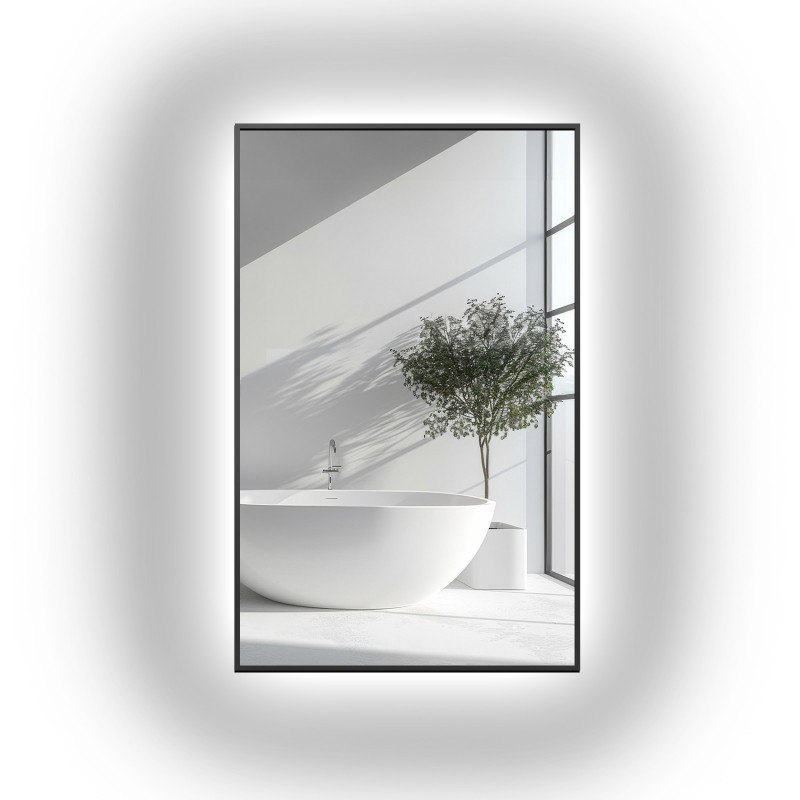 Miroir avec cadre noir et éclairage - 1201 LED - couleur du cadre au choix