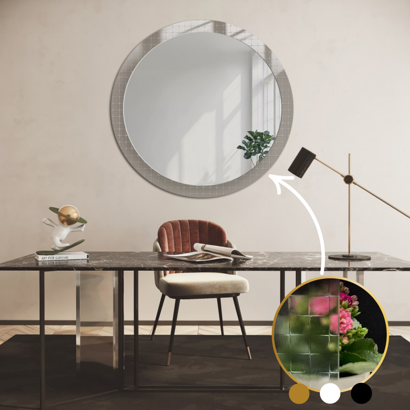 Miroir rond décoratif sur verre ornemental Master Flex - LUXORA FROSTED