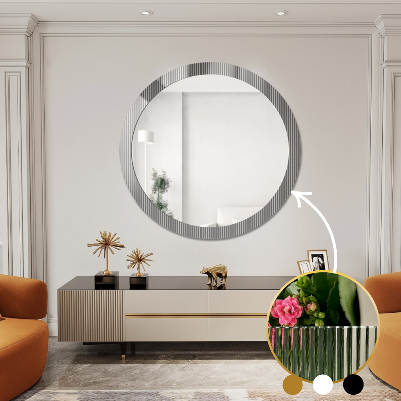 Miroir rond décoratif sur verre ornemental Visiosun Classic – LUXORA GLIMMER