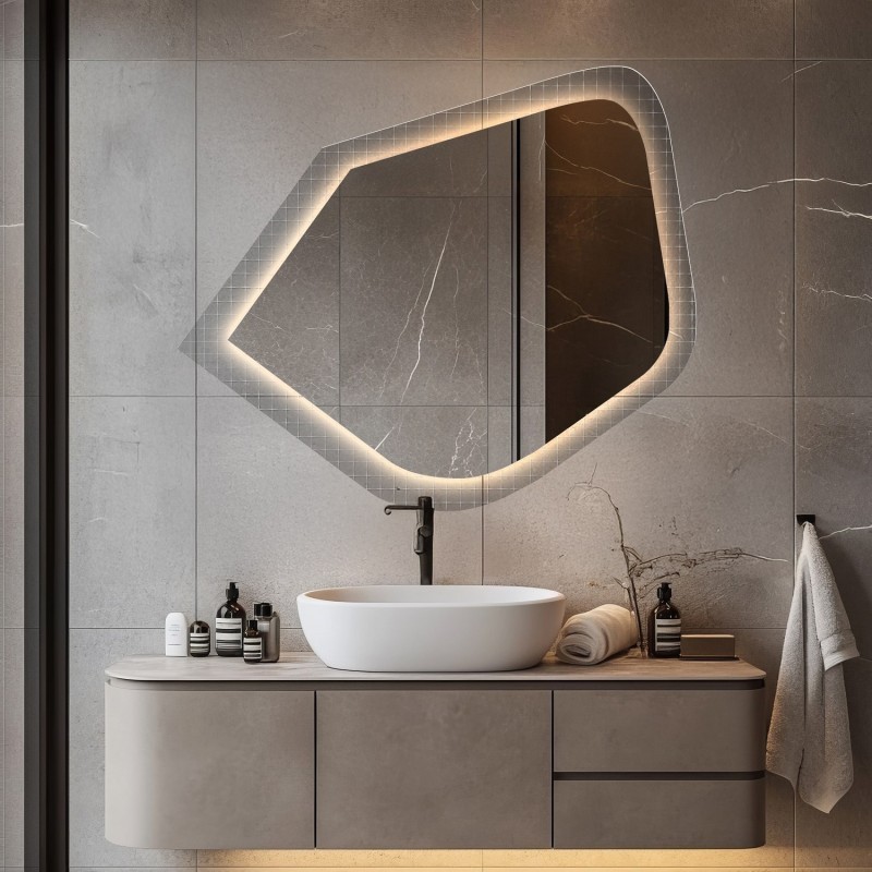 Miroir sur verre ornemental Master Flex avec éclairage - LUXORA PRISTAL LED