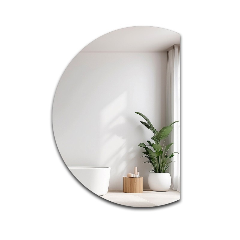 Miroir de salle de bains rond avec un côté coupé - CERCLE avec côté chanfreiné