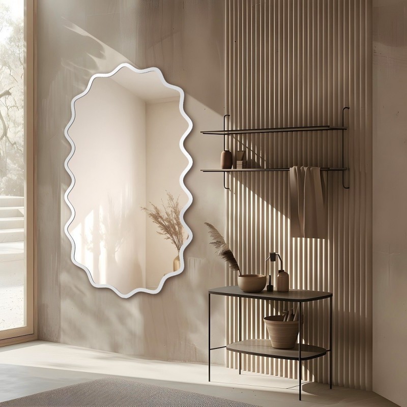 Miroir ovale dans un cadre MDF ondulé – AQUARELLE ELORA