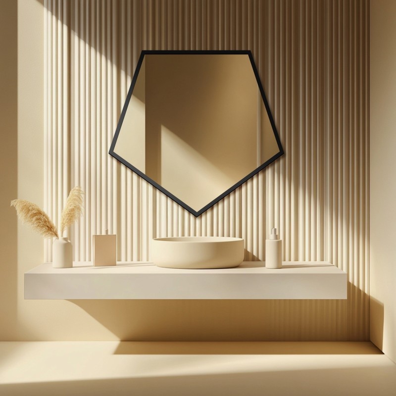 Miroir de forme géométrique dans un cadre - PENTA IN A FRAME