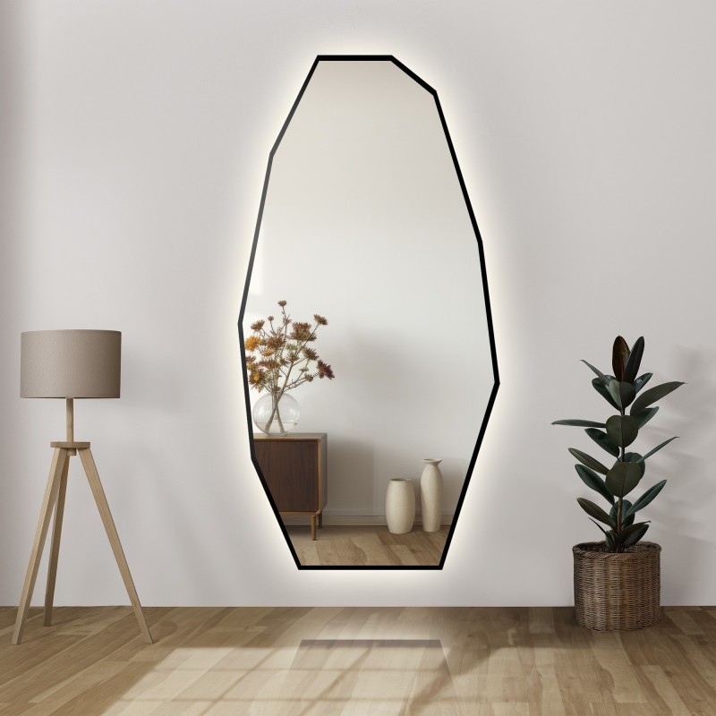 Miroir décoratif de forme organique aiguë dans un cadre avec éclairage - PIRYT IN LED FRAME