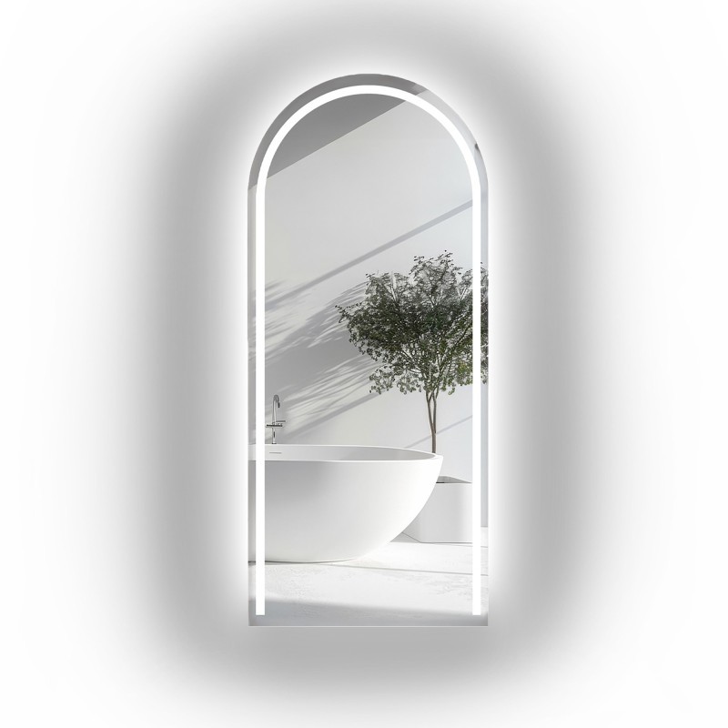 Miroir de salle de bain semi-ovale avec éclairage - PLATO LED