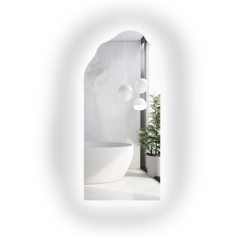 Miroir semi-ovale avec forme organique et éclairage - AURO LED 1