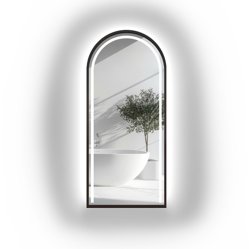 Miroir semi-ovale avec éclairage dans un cadre en mdf - PLATO IN LED FRAME