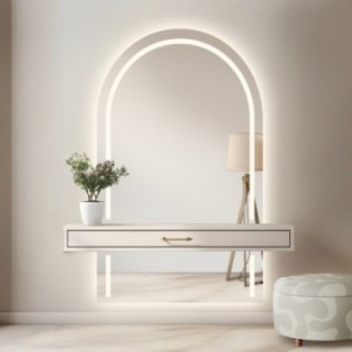 Miroir semi-ovale avec éclairage - PLATO IN TWO LED PARTS