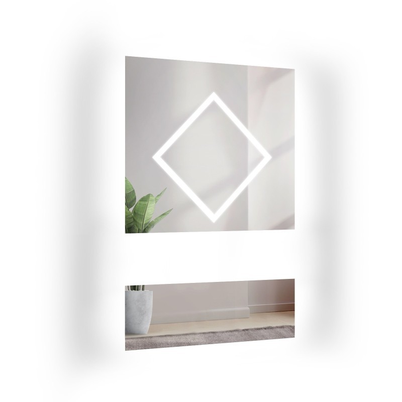 Miroir pour coiffeuse en deux parties avec éclairage - ROMBI GLAM LED