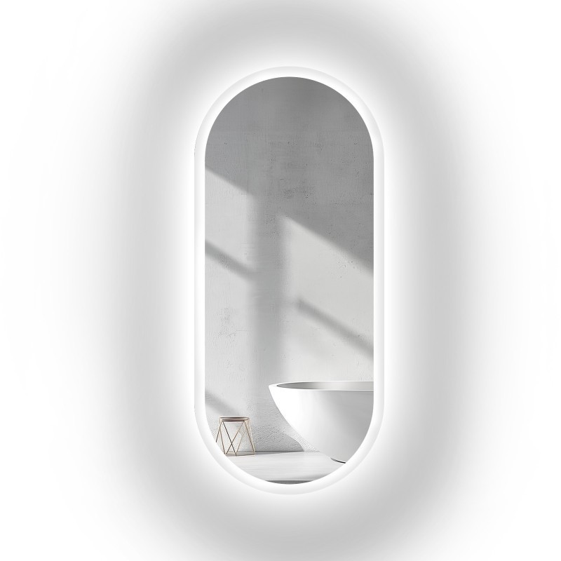 Miroir ovale sablé avec éclairage - ROMI LED