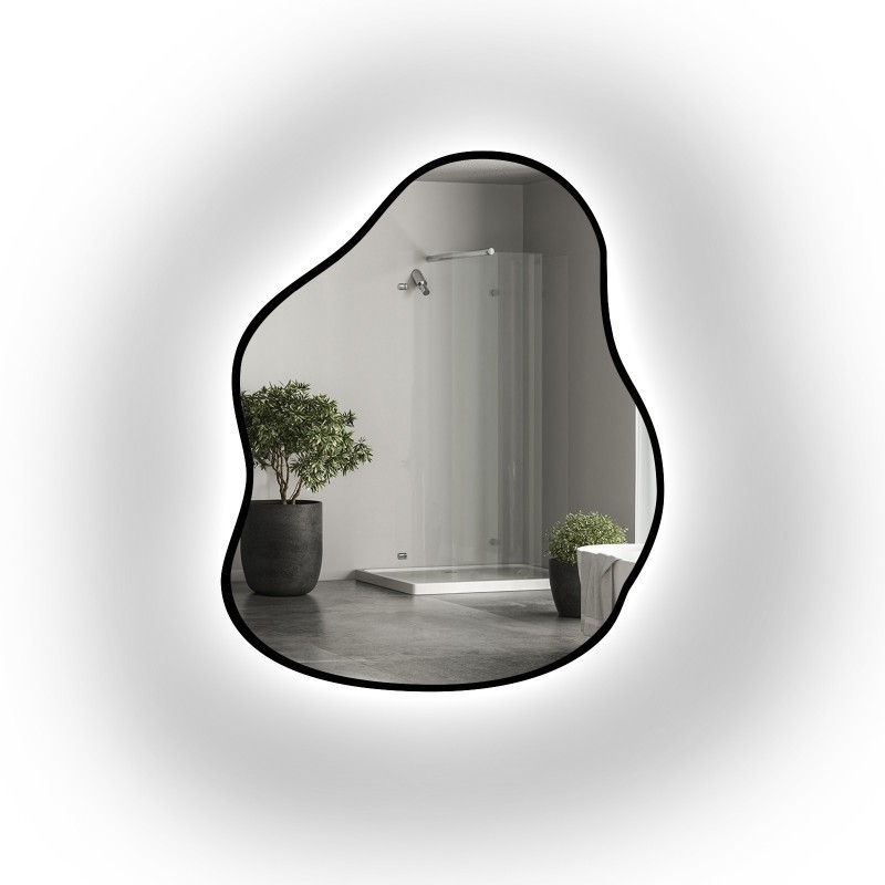 Miroir de forme organique dans un cadre avec éclairage - STONE IN LED FRAME