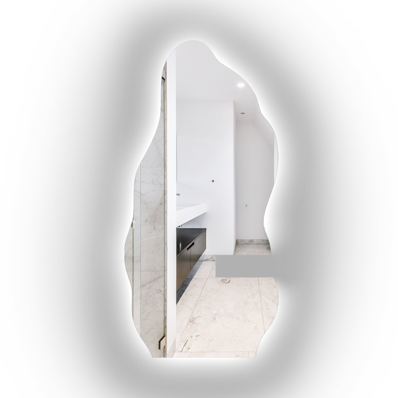 Miroir de forme irrégulière avec découpe d'armoire et éclairage - AURO 2 LED