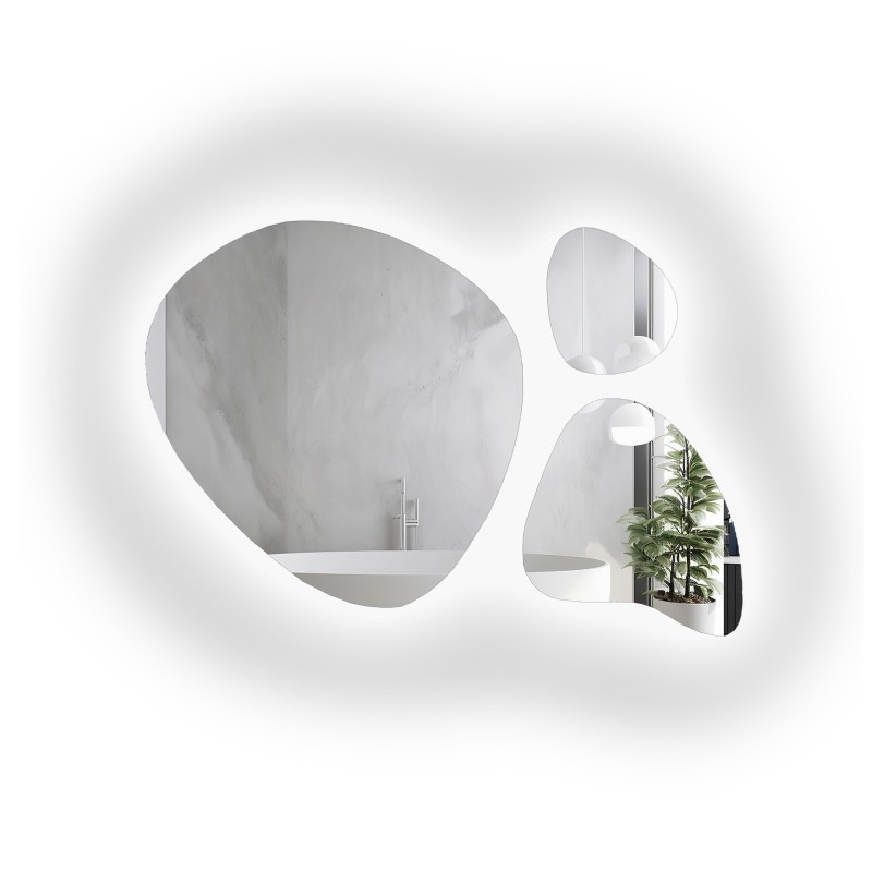 Set de trois miroirs organiques avec éclairage - FLORA LED